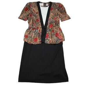 Jenny Petites Dress Womens 12 Multicolor Floral Short Sleeve Casual Outwear